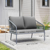Garden Sofa with Cushions, 2-Seater Outdoor Balcony Rattan Sofa, 112 x 72 x 76 cm, Grey