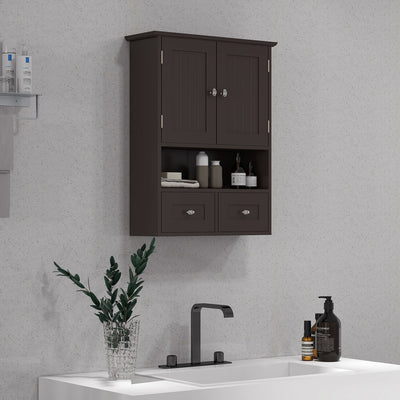 Medicine Cabinet, Bathroom Wall Cabinet with Shelf and Drawers for Hallway, Living Room, Brown