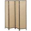 6 FT Room Divider, 4 Panel Folding Privacy Screen, Lightweight Handwoven Freestanding Partition for Home Office, Brown