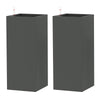 2 Pack Planter Box, 26 Inch Plastic Flower Pots with Water Level Indicator, Drainage Hole and Drain Plug, Dark Grey