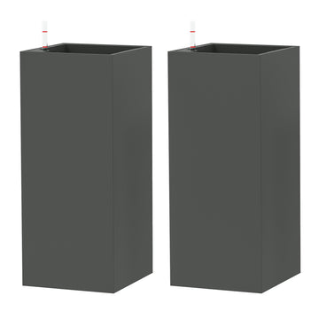 2 Pack Planter Box, 26 Inch Plastic Flower Pots with Water Level Indicator, Drainage Hole and Drain Plug, Dark Grey