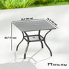 Outdoor Dining Table for 4, Square Patio Table with Umbrella Hole, Shelf, Slatted Faux Wood Steel Top, Grey