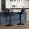 Bar Stool Set of 2 Fabric Adjustable Height Armless Upholstered Counter Chairs with Swivel Seat