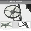 3 Seat Outdoor Swing Chair Steel Swing Bench Porch Swing With Adjustable Canopy, Coffee Tables and Cushion for Patio Garden, Dark, Black