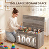 31.5 Inches Storage Chest, Storage Trunk with Safety Hinge for Living Room, Grey Wood Grain