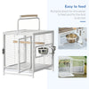 Cage de transport pour oiseaux (perroquets, conures, gris d'Afrique, calopsittes, perruches) avec perchoir sur pied, bols en acier inoxydable, tiroir coulissant, noire