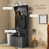 4-In-1 Hall Tree with Coat Rack, Top Shelf, Shoe Storage and Bench Seat, Entryway Bench with 4 Hooks, Black