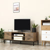 Meuble télé pour téléviseur jusqu'à 50 pouces, Armoire télé avec porte, rangement ouvert et tiroirs, Table télé avec pattes en acier, Café