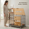 Foldable Dog Crate, 30 Inch Metal Dog Cage with Removable Tray, Lockable Wheels, 2 Doors for Small Medium Breeds, Black