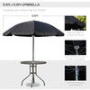 6 Pieces Outdoor Dining Set for 4 with Umbrella Patio Outdoor Furniture Set with Round Table 4 Folding Chairs Black