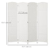 6ft Folding Room Divider, 4 Panel Wall Partition with Wooden Frame for Bedroom, Home Office, White