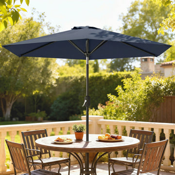 Patio Sun Umbrella, Outdoor Parasol with 6 Ribs, Blue