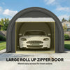 10' x 16' Heavy Duty Portable Carport Tent with Zippered Door, PE Cover for Car, Boat, Motorcycle, Bike, Grey