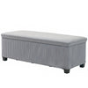 44 Inches Ottoman with Storage, Lid, Legs, Corduroy End of Bed Bench for Living Room, Bedroom, Entryway, Light Grey