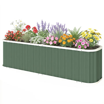 Galvanized Raised Garden Bed, Deep Root Planter Box, Outdoor Garden Bed with Plant Labels, 7' x 2' x 2', Light Green