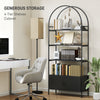4-Tier Arched Shelving Unit with Cabinet, Bookshelf for Living Room, Office, 31.5