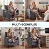 Accent Chair Modern Upholstered Armchair with Side Pockets and Cushion for Bedroom, Living Room, Dark Grey