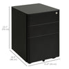Metal Filing Cabinet 3 Drawer, Mobile Office Cabinet with Wheels for Legal, Letter, A4 File, Black