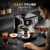 15 Bar Coffee Maker Espresso Machine with Grinder Milk Frother Stainless Steel Espresso Maker for Cappuccino Latte Black