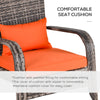 Patio Wicker Adirondack Chair, Outdoor PE Rattan Fire Pit Chair, Muskoka Chair w/ Soft Cushions, Tall Curved Backrest and Comfortable Armrests for Deck Garden, Orange