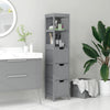 Narrow Bathroom Cabinet with 3 Drawers and 2 Tier Shelf, Tall Cupboard Freestanding Linen Tower, Grey