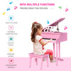 Modern Kids Piano, 30 Keys, Set of 2, Mini Toy for Child, Grand Piano with Music Stand and Bench, Ideal Gift, Pink