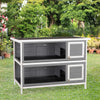 2 Tier Wooden Rabbit Hutch Bunny Pet House Wooden Coop Run, Grey