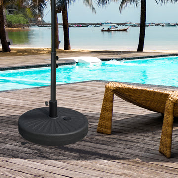 48 lb Heavy Duty Patio Umbrella Base, Water Filled Market Umbrella Stand with Steel Pole for Outdoor, Backyard, Black