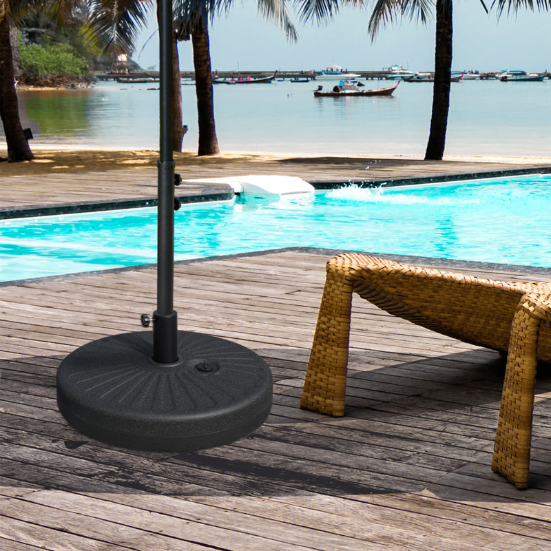 48 lb Heavy Duty Patio Umbrella Base, Water Filled Market Umbrella Stand with Steel Pole for Outdoor, Backyard, Black