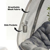 Hanging Egg Chair, Outdoor Indoor Swing Chair with Stand, Folding Basket and Thickened Cushion, Grey