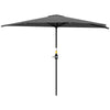 9.8ft Half Umbrella Semi Round Patio Parasol with Crank Handle, Top Vent for Garden, Balcony- NO BASE INCLUDED Dark Grey