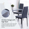 Modern Dining Chairs Set of 4, Upholstered Linen Fabric Kitchen Chairs with Channel Tufting and Metal Legs for Living Room, Dining Room, Bedroom, Grey