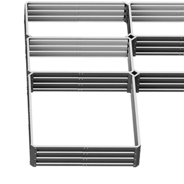 Steel Raised Garden Bed, Set of 5 Large Box Planters for Outdoor Plants Vegetables Flowers Herbs, 8x8x1ft, Grey