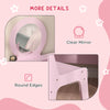 Qaba Kids Vanity Set, Children Makeup Table with Mirror, Stool and Storage Drawers, for Ages 3-8, Pink