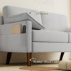 3 Seater Sofa, Velvet Upholstered Couch with Spring Cushions, Rubber Wood Legs and 2 Pillows, Grey