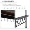Outdoor Hardtop Grill Gazebo Cooking BBQ Canopy w/ 6 Hooks for Utensils and Double Vented PC Roof, Coffee