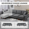 L-Shape Sofa, Modern Sectional Couch with Changeable Chaise Lounge, Pillows and Wooden Legs for Living Room