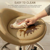 PU Leather Rolling Stool, Height Adjustable Swivel Salon Chair with Backrest and Foot Rest for Spa, Tattoo, Light Brown