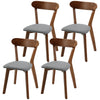Dining Chairs Upholstered Linen-Look Kitchen Chairs Rubberwood Legs Set of 4 Grey and Brown