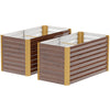 Set of 2 Galvanized Metal Planters for Outdoor Plants, 4' x 2' x 2' Raised Garden Bed, Distressed Dark Brown