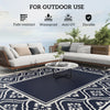 8' x 10' Outdoor RV Rug, Reversible Patio Floor Mat with Carry Bag, Gourd Border, Blue and White
