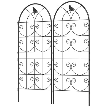 Set of 2 Metal Garden Trellis, Decorative Trellis Panels, Bird Design, 19.7