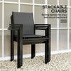 5 Piece Patio Dining Set with 4 Stackable Chairs, Tempered Glass Top, Rust-Resistant Metal Frame