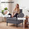 Accent Chair Modern Upholstered Armchair with Side Pockets and Cushion for Bedroom, Living Room, Dark Grey