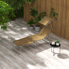 Outdoor Lounge Chair, Adjustable Folding Chaise Lounge with Sun Shade for Beach, Camping, Hiking, Brown