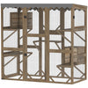 Wooden Catio Outdoor with Window Access, Waterproof Cover, Relaxing Condo, 5 Platforms, Doors, 59