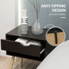 Set of 2 Bedside Table with Drawer and Shelf, Modern Nightstand with Wooden Legs, End Table for Bedroom, White