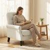 Accent Chair, Mid-Century Modern Armchair with Thick Padded Seat, Spring Cushion, Solid Wood Legs, Cream