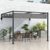 10' x 7' Lean To Pergola, Metal Pergola with Retractable Roof for Grill, Garden, Patio, Deck