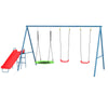 Metal Swing Set for Backyard, 4 in 1 Design with 1 Nest Swing, 2 Seats, 1 Slide, Holds Up to 352 lbs. for Ages 3-8